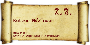 Ketzer Nándor névjegykártya